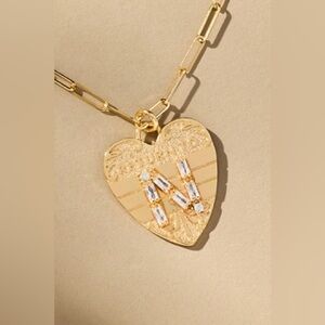 Anthropologie Monogram Heart Charm Necklace letter N